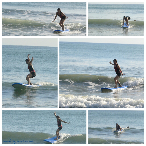 Juliet surfing in Baler's Sabang Beach