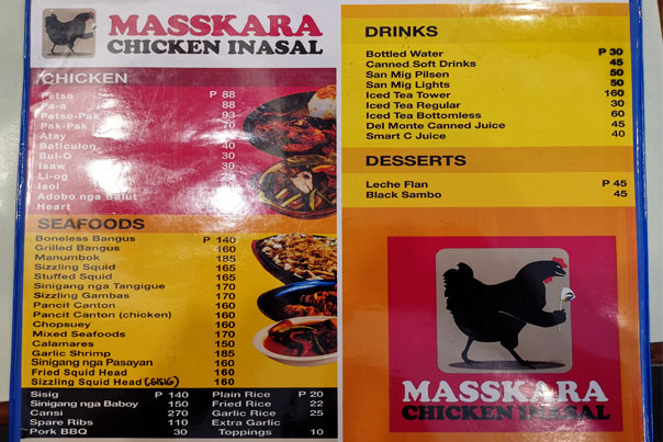 Masskara Chicken Inasal Menu
